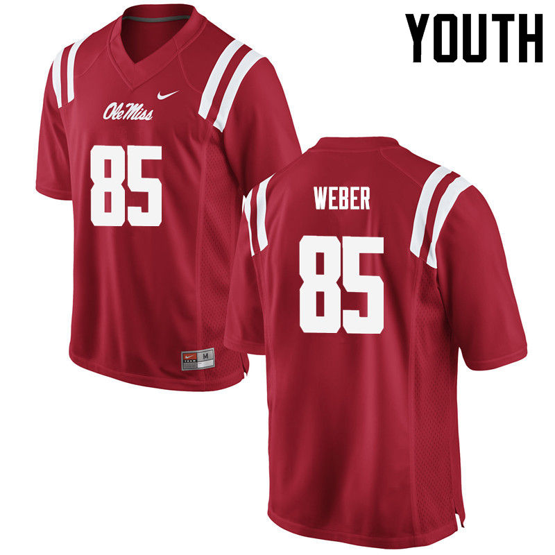 Alex Weber Ole Miss Rebels NCAA Youth Red #85 Stitched Limited College Football Jersey LWQ4058XC
